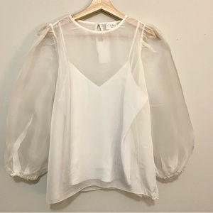 Nordstrom Transparent White Silk Top w/Cami